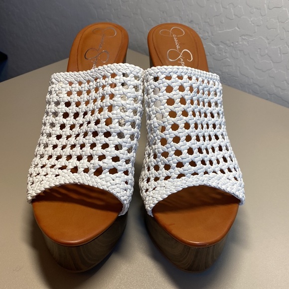 NWOT Jessican Simpson Shelbie Platform Block Heel Slip On Woven Sandal Size 10 - Picture 4 of 9